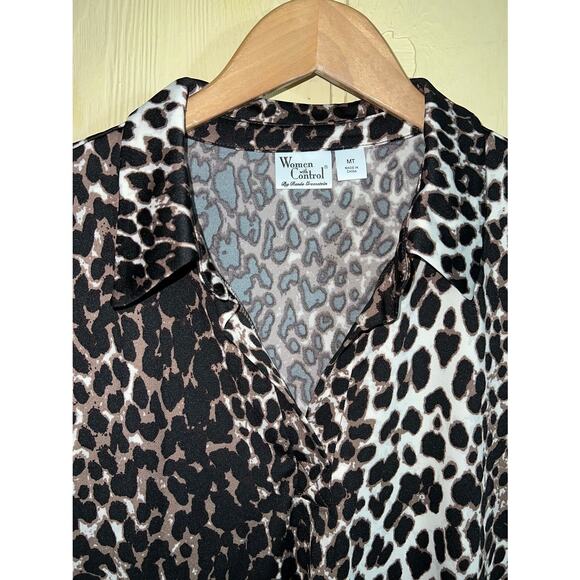 💜 3/$25 💜 Flattering Women with Control Medium Tall TUNIC TOP Leopard - Picture 7 of 11